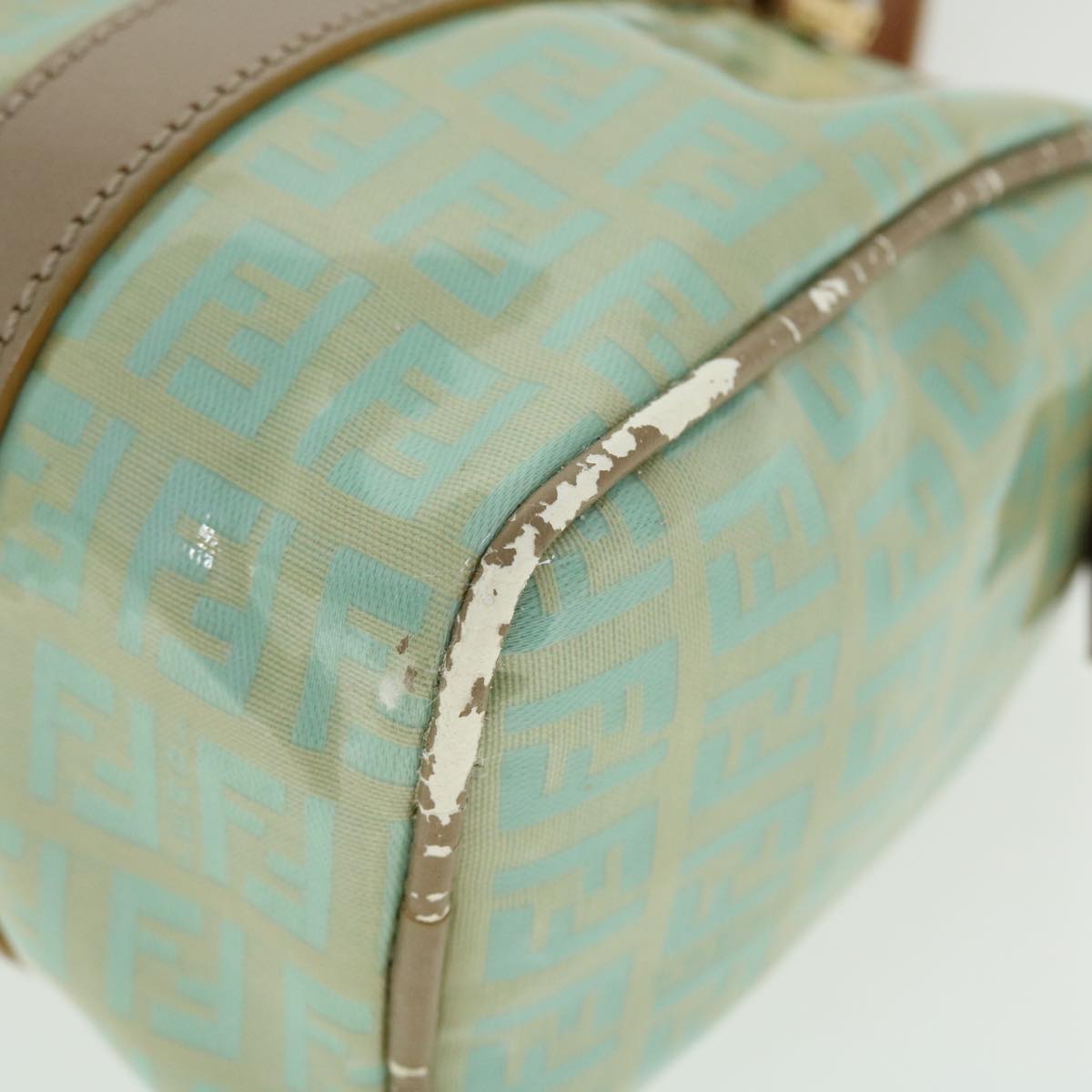 FENDI Zucchino Canvas Hand Bag Enamel Light Blue 52118