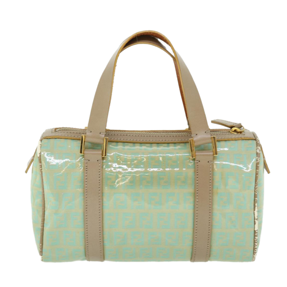 FENDI Zucchino Canvas Hand Bag Enamel Light Blue 52118