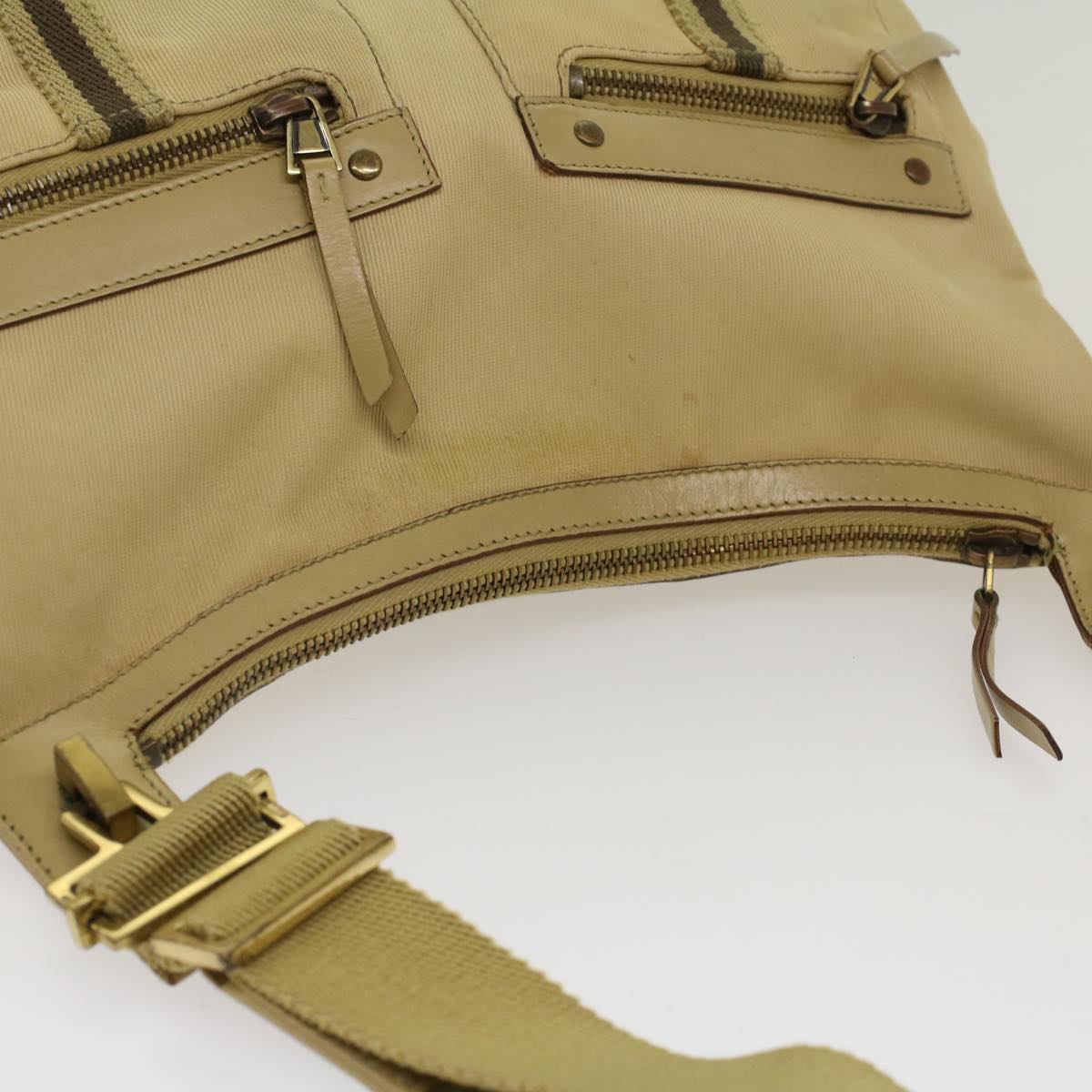 GUCCI Sherry Line Shoulder Bag Canvas Beige Brown 90762 52131