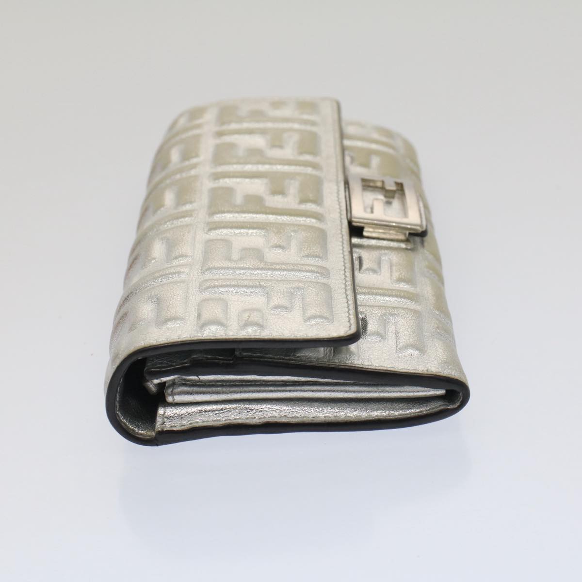 FENDI Zucca Canvas Mamma Baguette Long Wallet Silver 52170