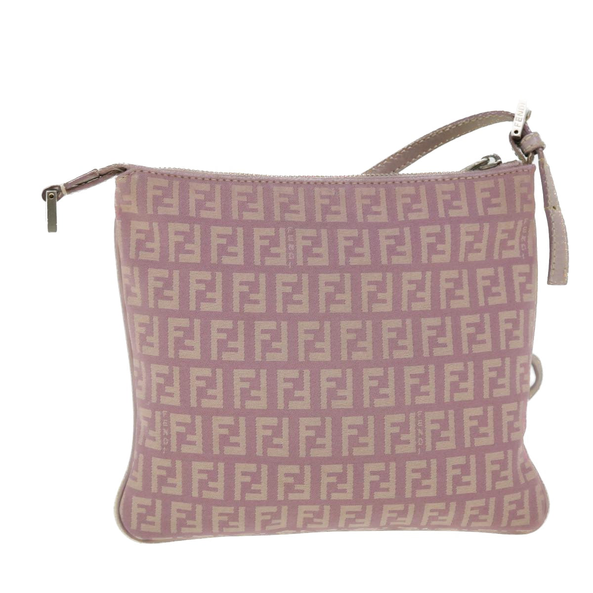 FENDI Zucchino Canvas Shoulder Bag Pink 52246