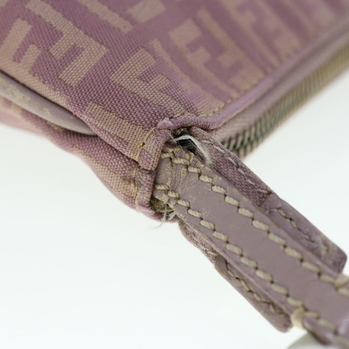 FENDI Zucchino Canvas Shoulder Bag Pink 52246