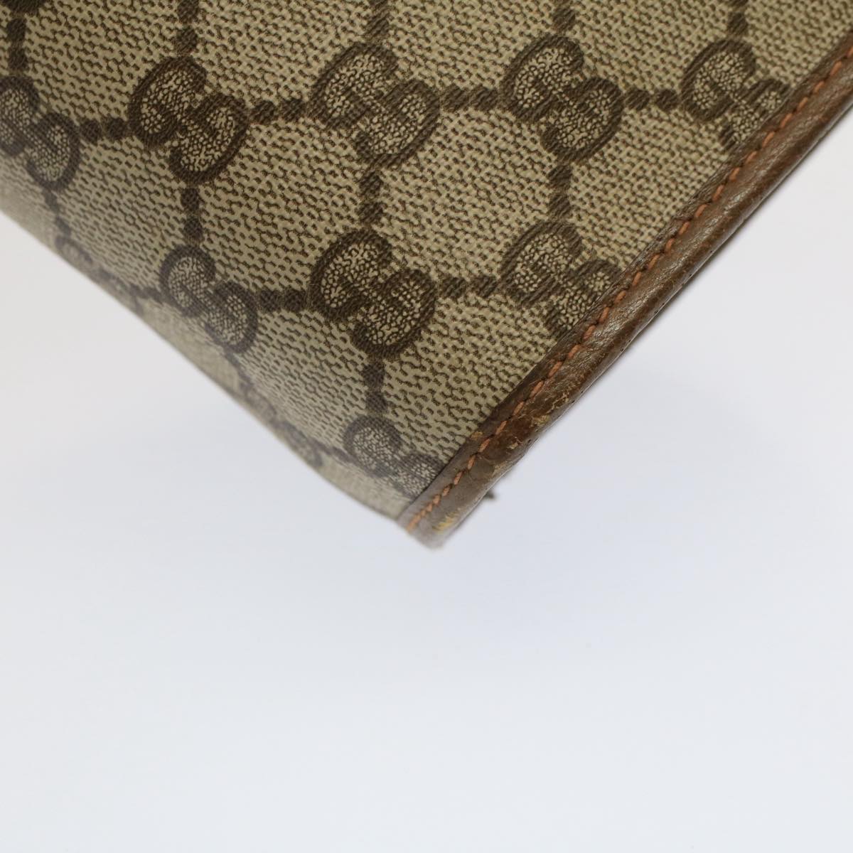 GUCCI GG Canvas Web Sherry Line Clutch Bag PVC Leather Beige Red 52248