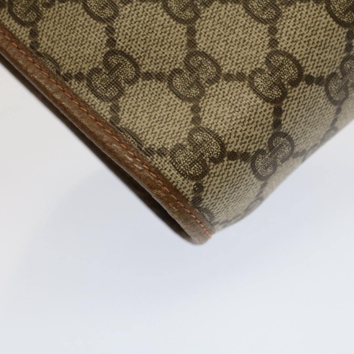 GUCCI GG Canvas Web Sherry Line Clutch Bag PVC Leather Beige Red 52248