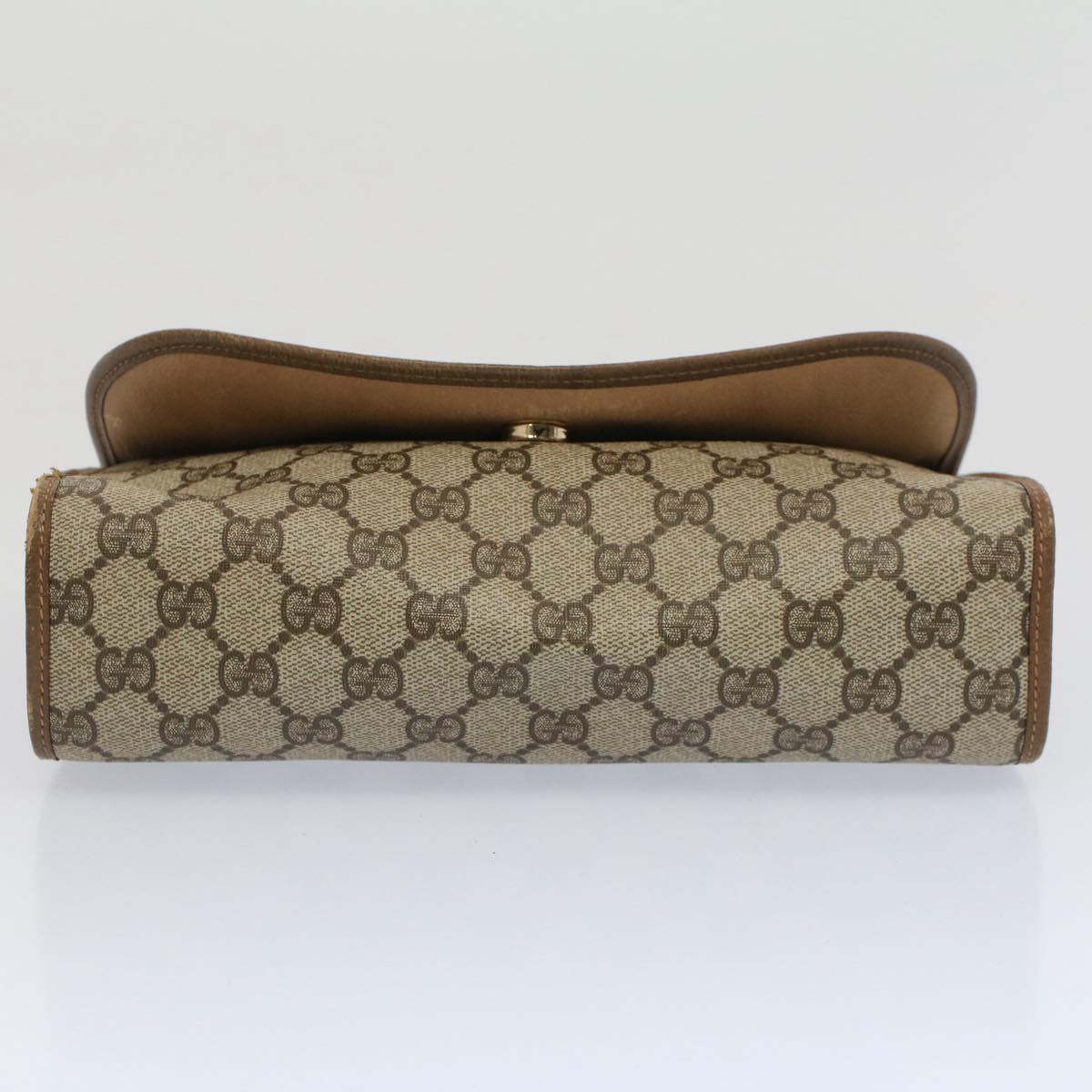 GUCCI GG Canvas Web Sherry Line Clutch Bag PVC Leather Beige Red 52248
