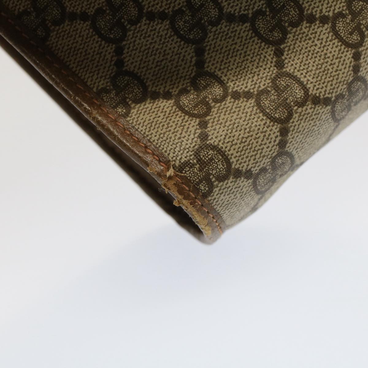 GUCCI GG Canvas Web Sherry Line Clutch Bag PVC Leather Beige Red 52248