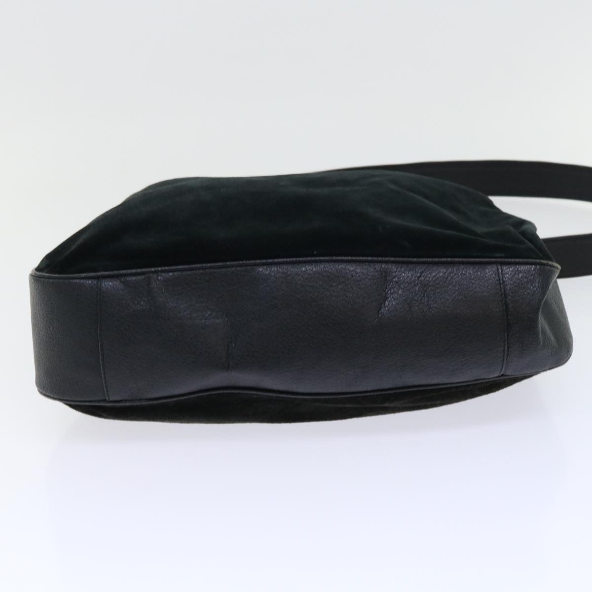 GUCCI Bamboo Shoulder Bag Suede Leather 2way Black 52254