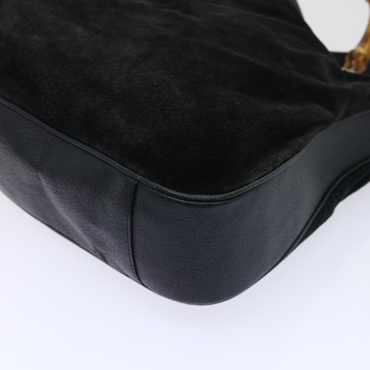 GUCCI Bamboo Shoulder Bag Suede Leather 2way Black 52254