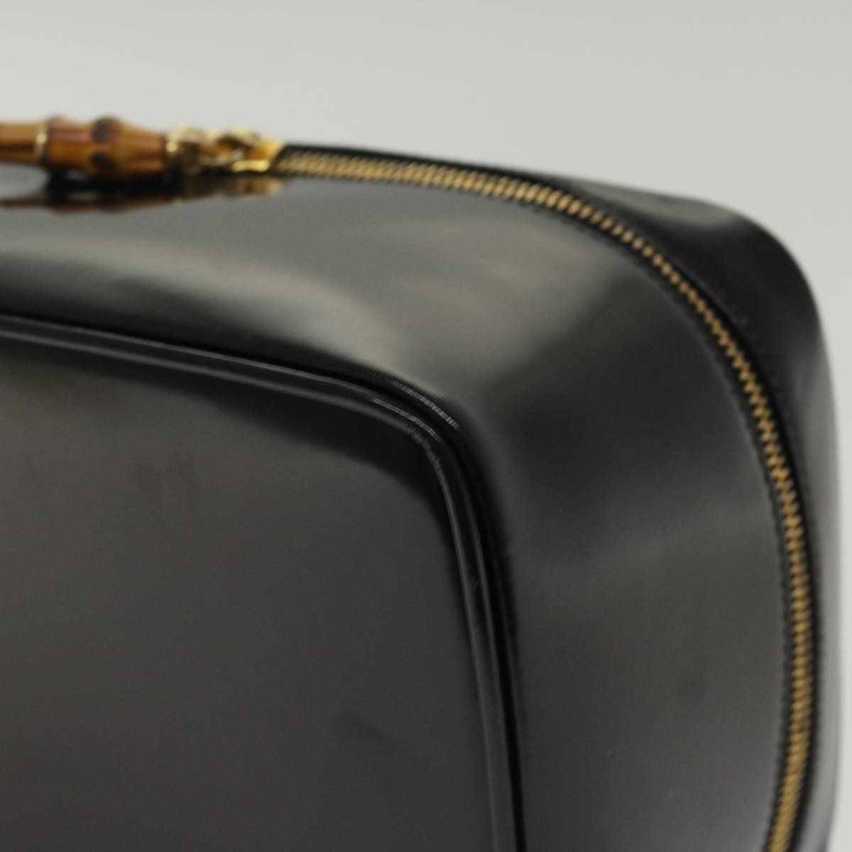 GUCCI Vanity Bamboo Cosmetic Pouch Leather Black 032.2265.0150 52264