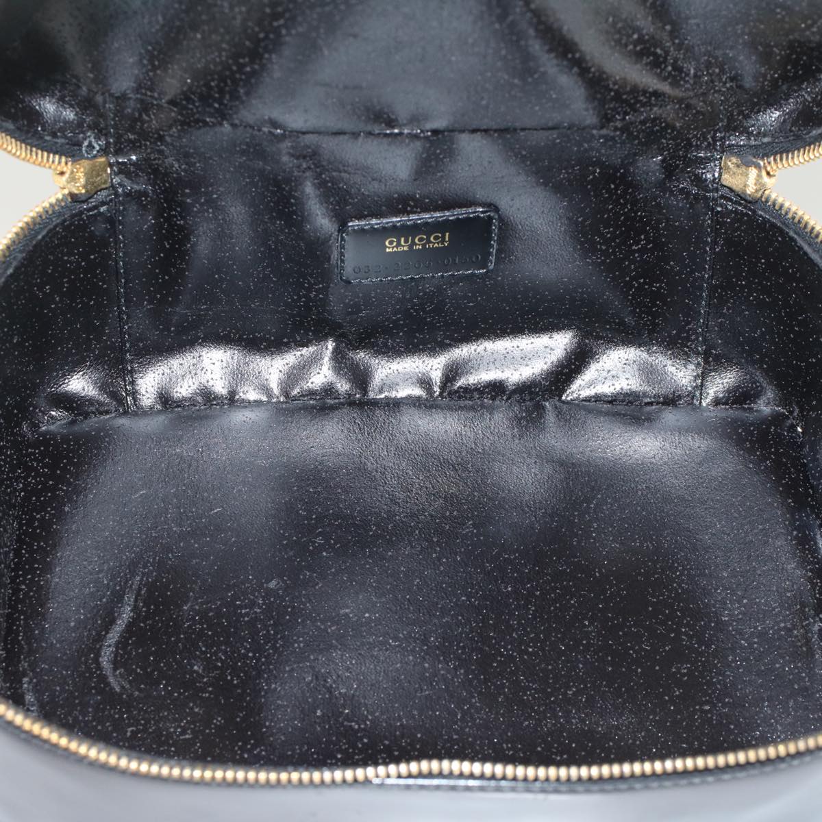 GUCCI Vanity Bamboo Cosmetic Pouch Leather Black 032.2265.0150 52264