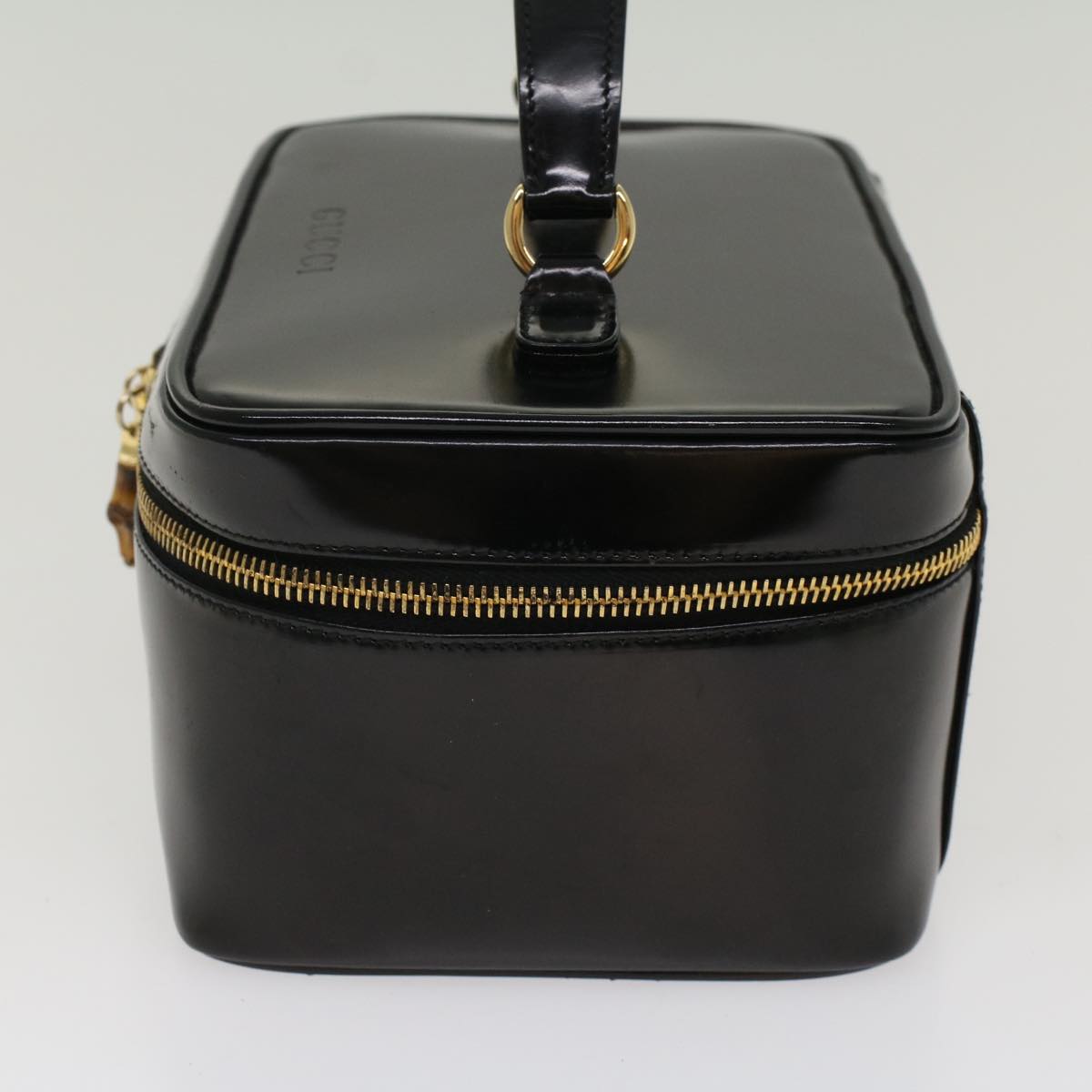 GUCCI Vanity Bamboo Cosmetic Pouch Leather Black 032.2265.0150 52264