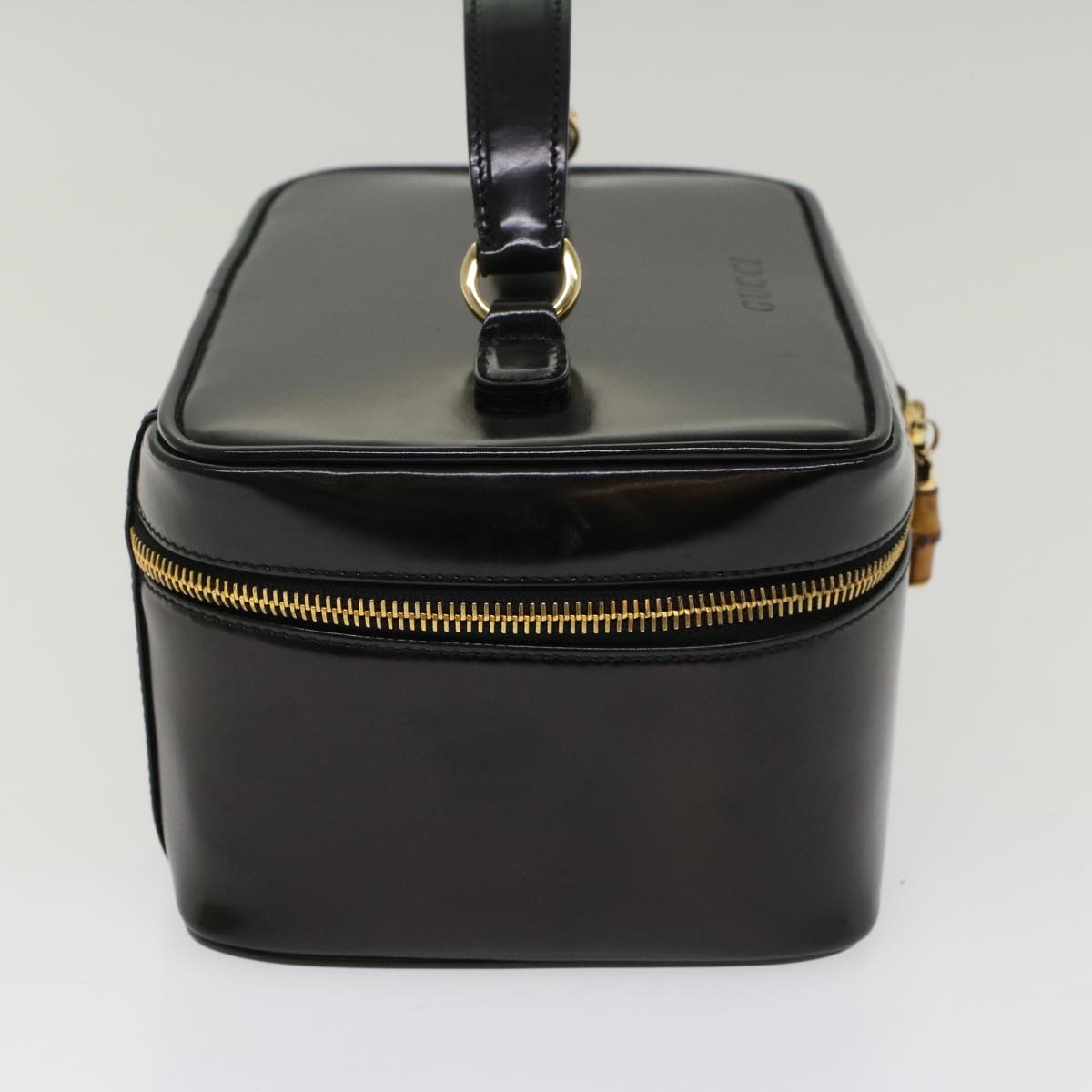 GUCCI Vanity Bamboo Cosmetic Pouch Leather Black 032.2265.0150 52264