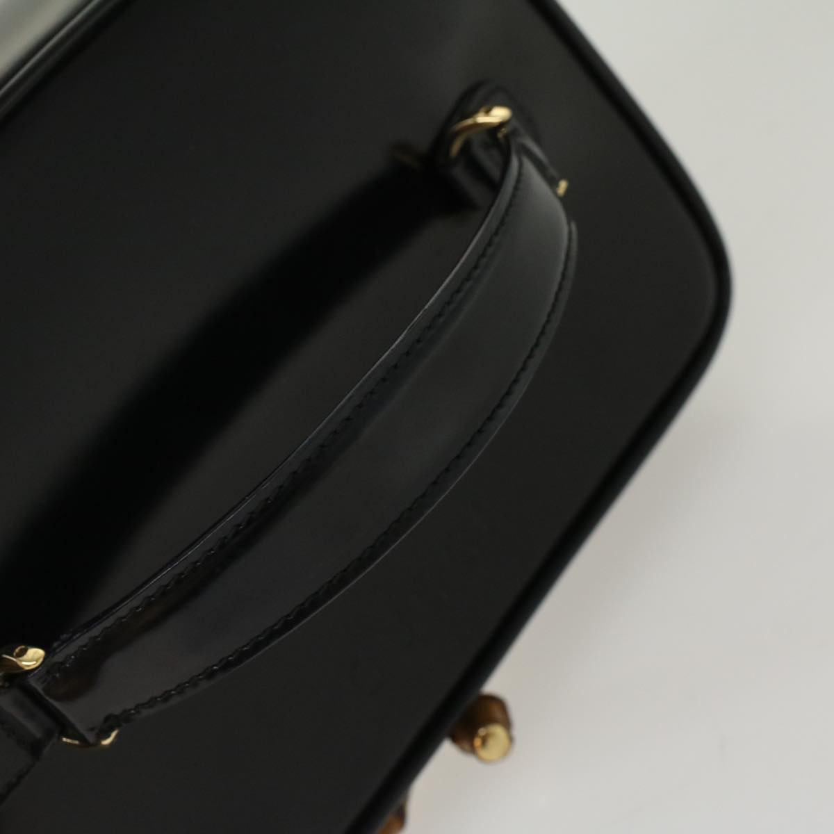 GUCCI Vanity Bamboo Cosmetic Pouch Leather Black 032.2265.0150 52264