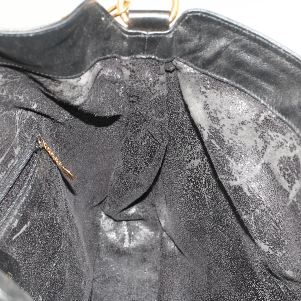 GUCCI Bamboo Shoulder Bag Leather 2way Black 0011577 52430