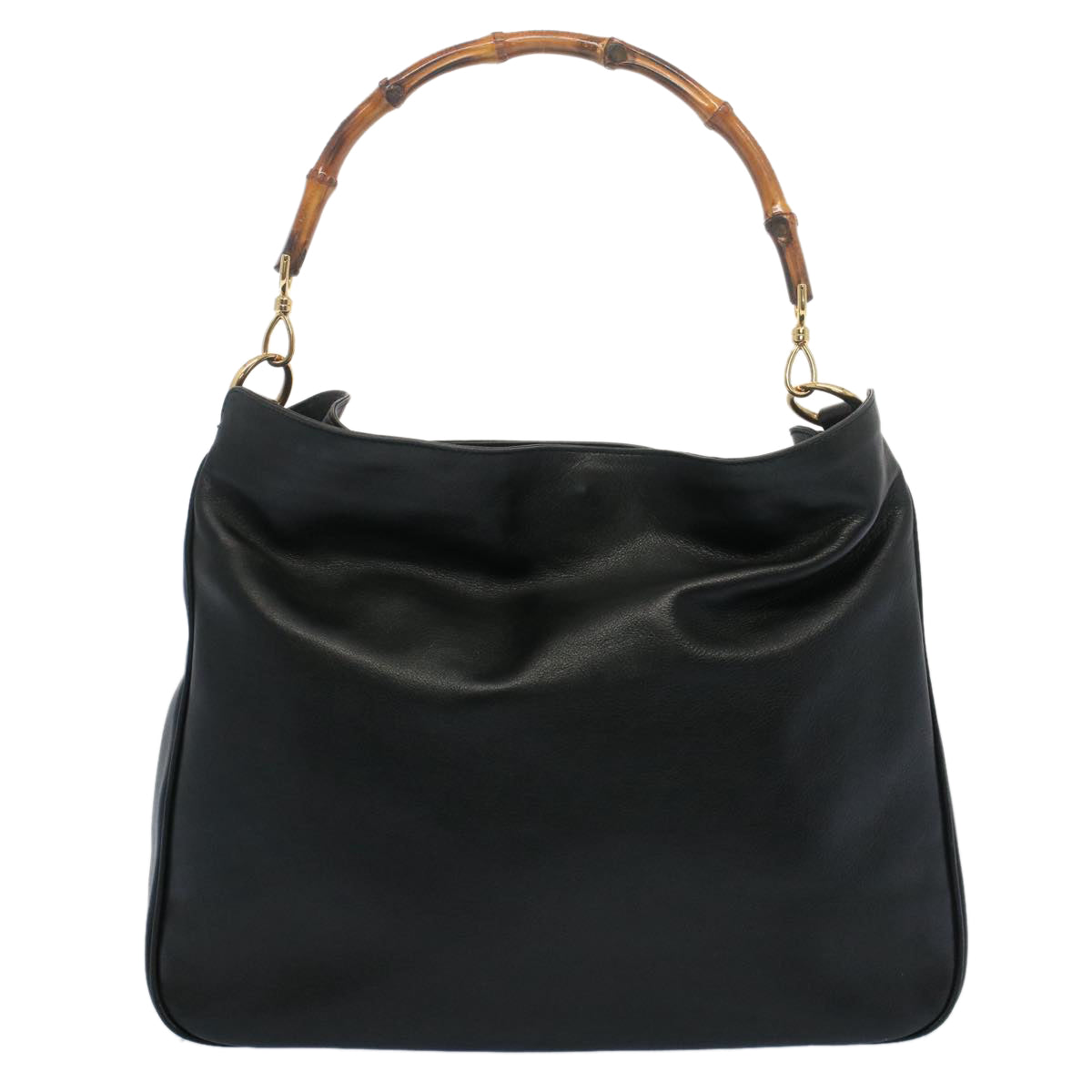 GUCCI Bamboo Shoulder Bag Leather 2way Black 0011577 52430