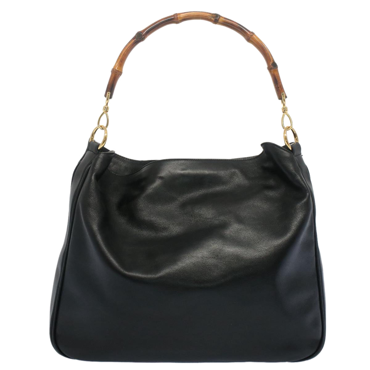 GUCCI Bamboo Shoulder Bag Leather 2way Black 0011577 52430