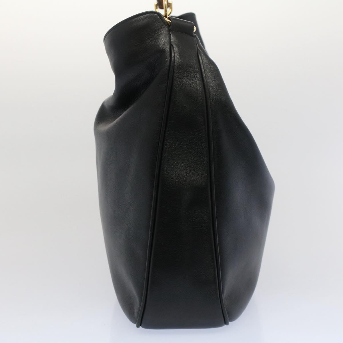 GUCCI Bamboo Shoulder Bag Leather 2way Black 0011577 52430