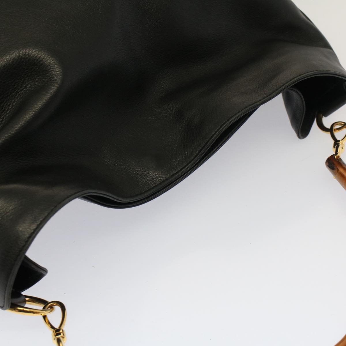 GUCCI Bamboo Shoulder Bag Leather 2way Black 0011577 52430