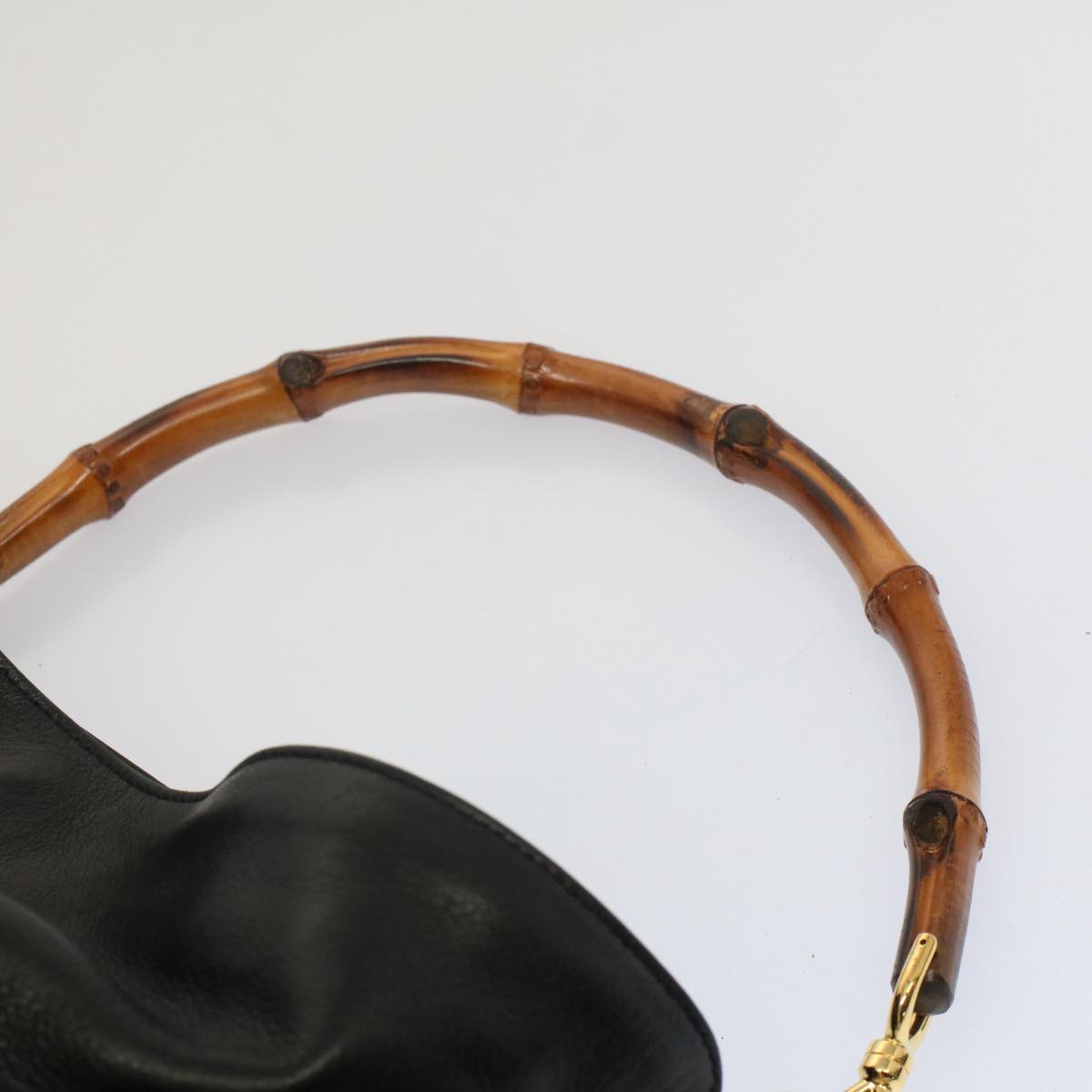 GUCCI Bamboo Shoulder Bag Leather 2way Black 0011577 52430