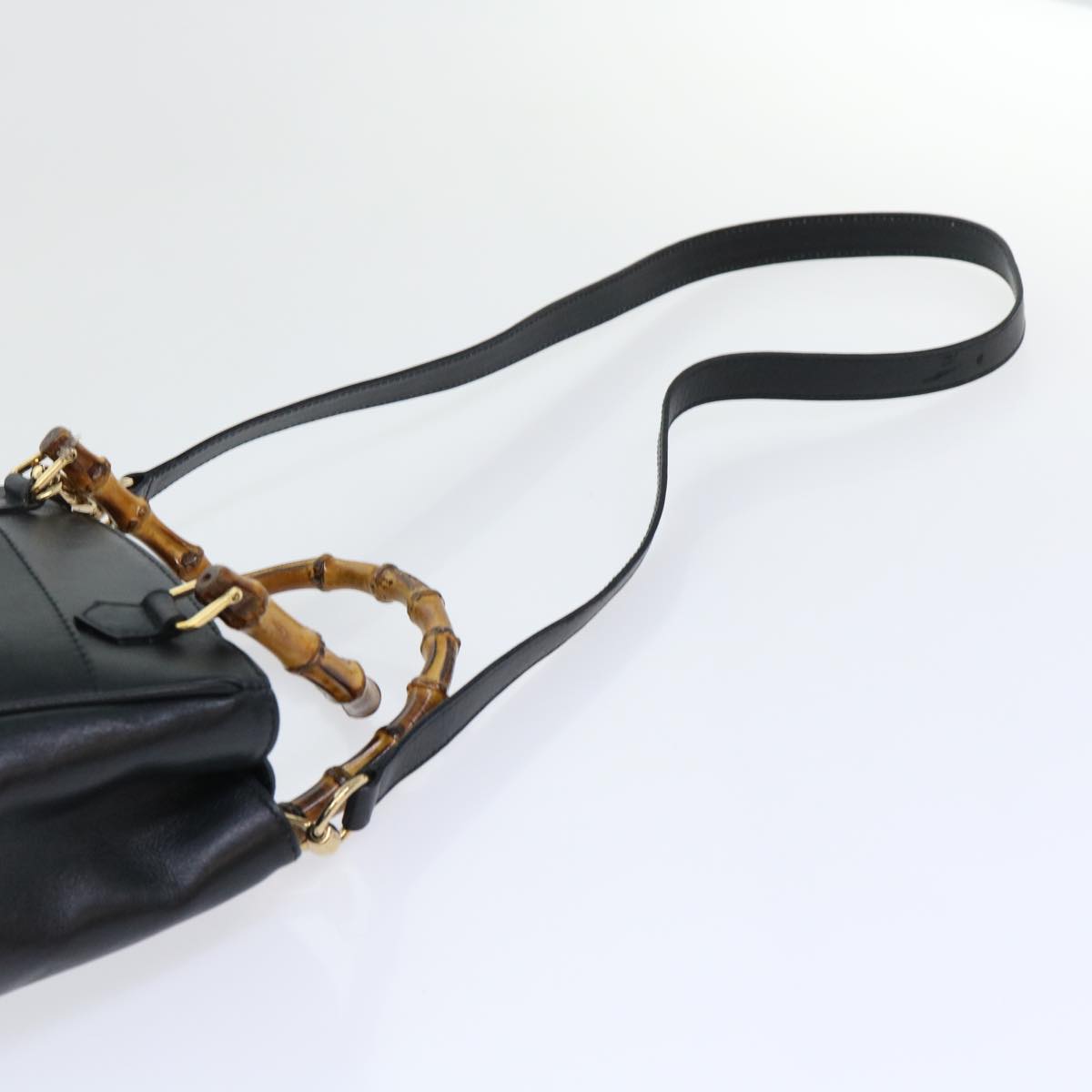 GUCCI Bamboo Hand Bag Leather 2way Black 000 122 0316 52432