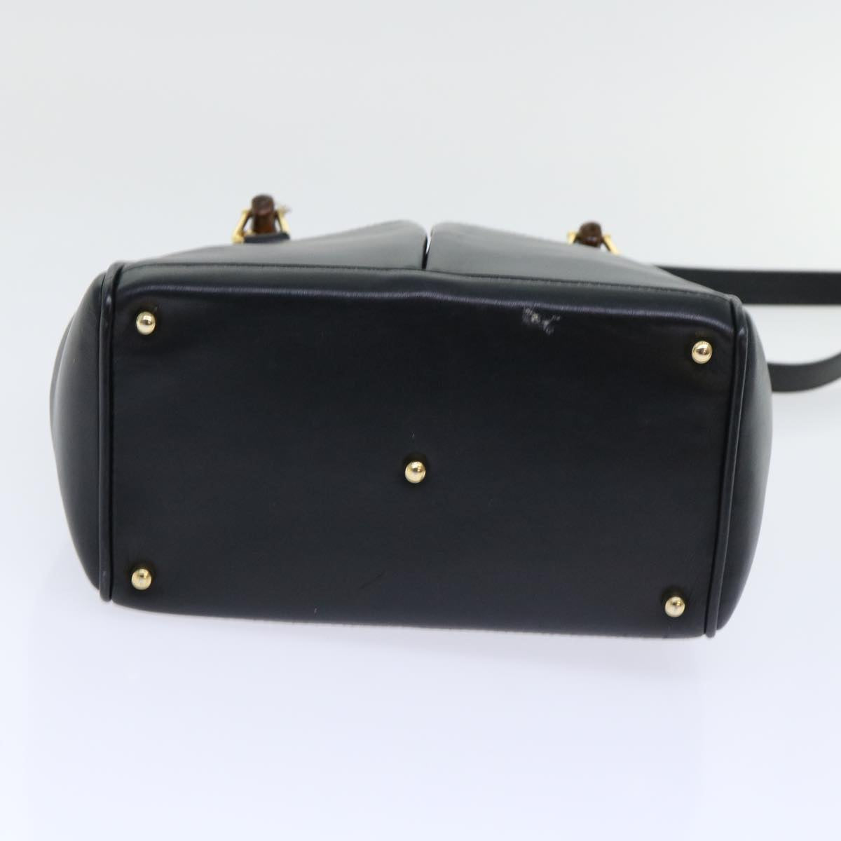 GUCCI Bamboo Hand Bag Leather 2way Black 000 122 0316 52432
