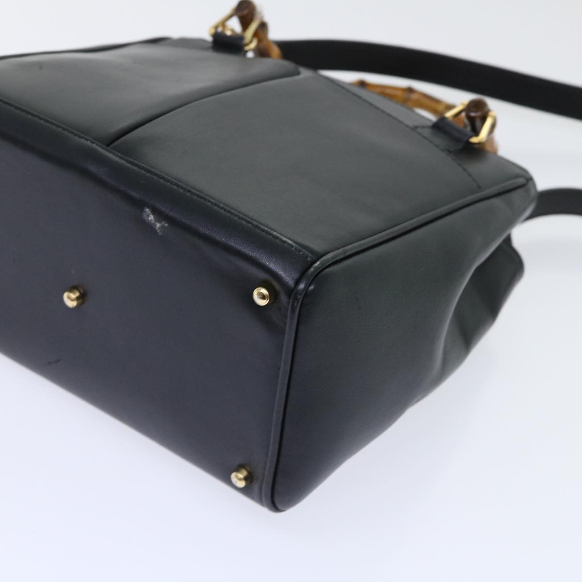 GUCCI Bamboo Hand Bag Leather 2way Black 000 122 0316 52432