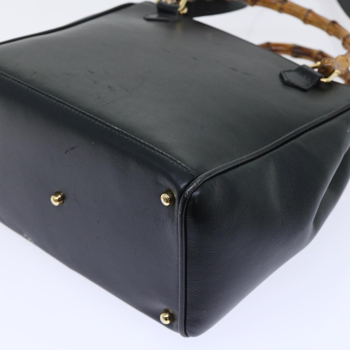 GUCCI Bamboo Hand Bag Leather 2way Black 000 122 0316 52432