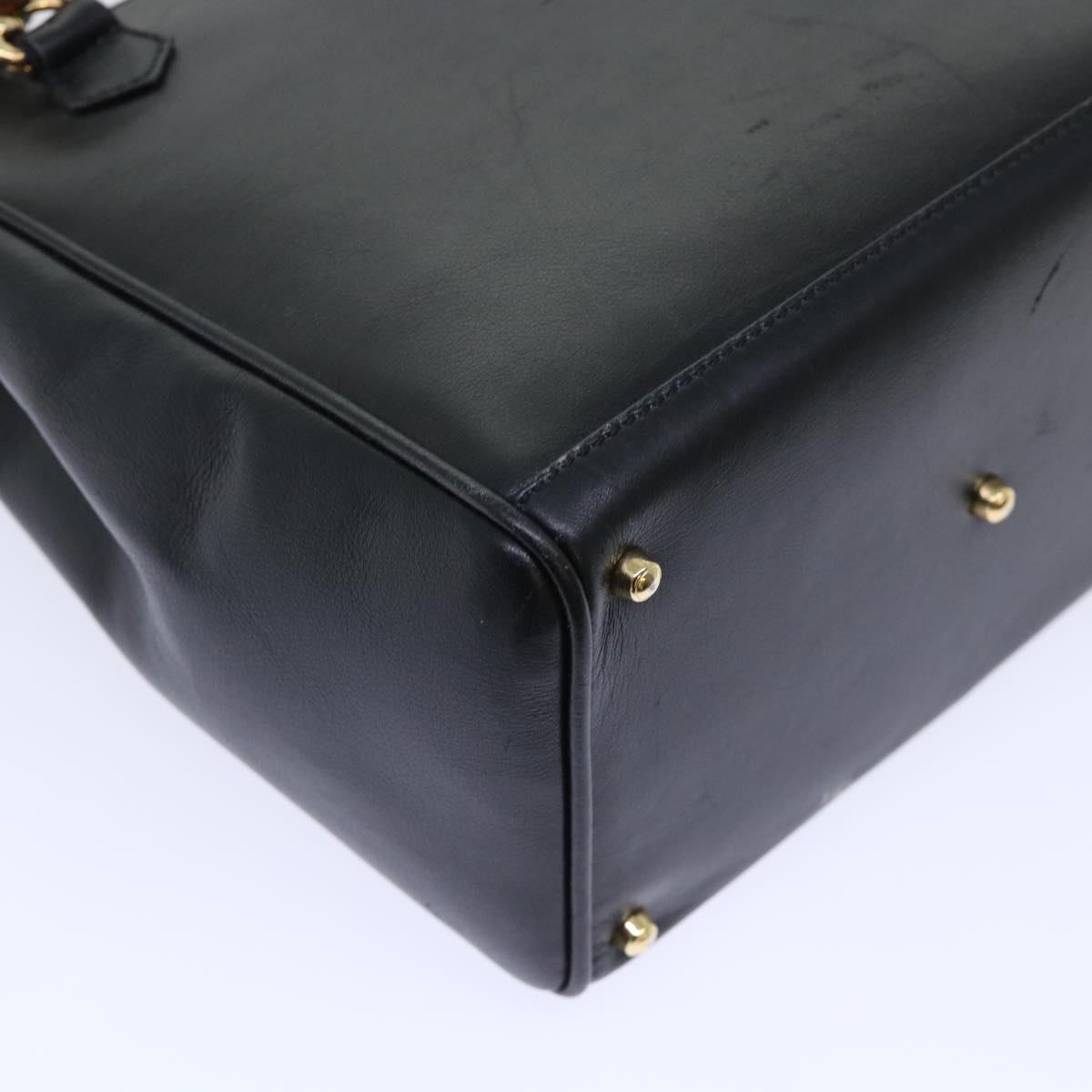GUCCI Bamboo Hand Bag Leather 2way Black 000 122 0316 52432