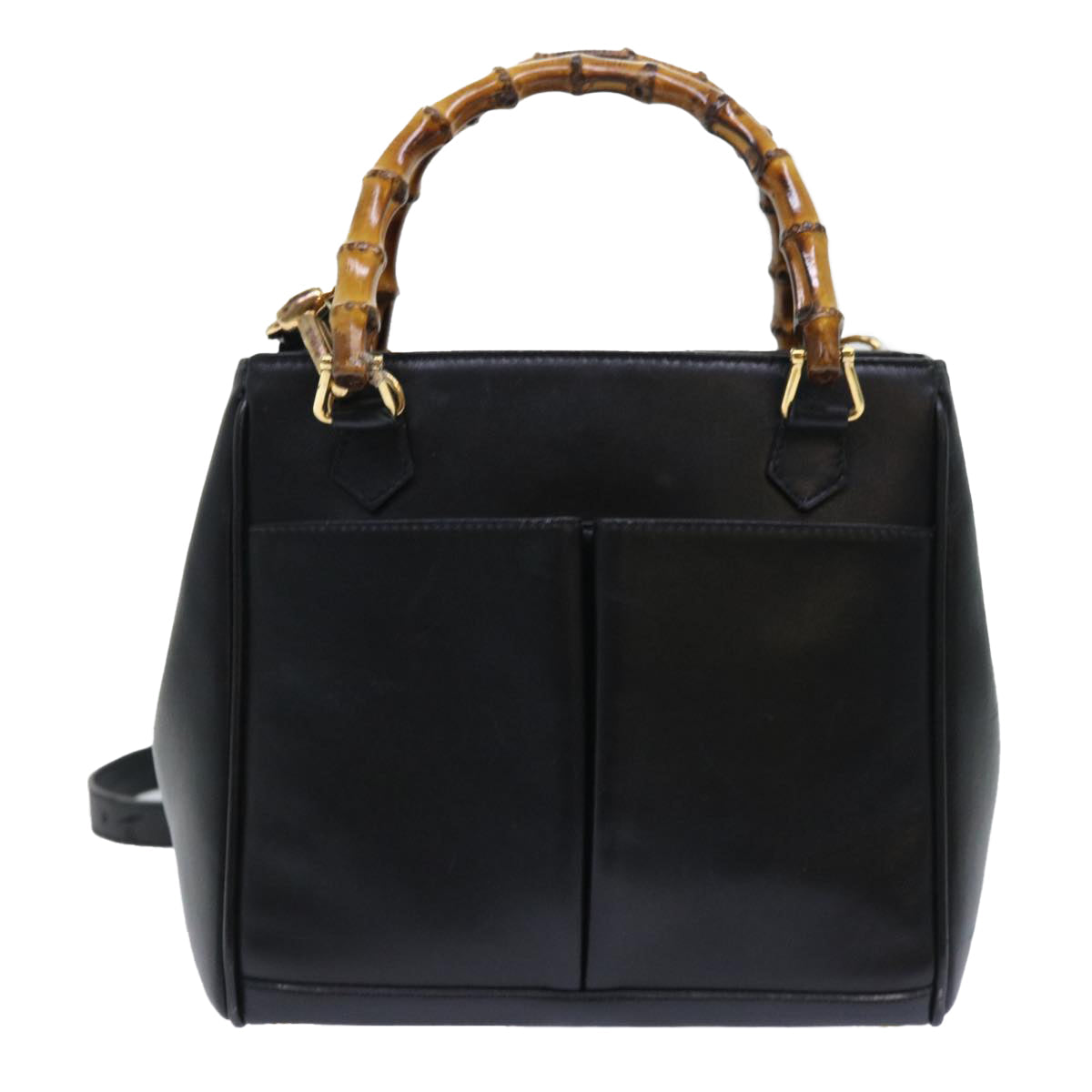 GUCCI Bamboo Hand Bag Leather 2way Black 000 122 0316 52432