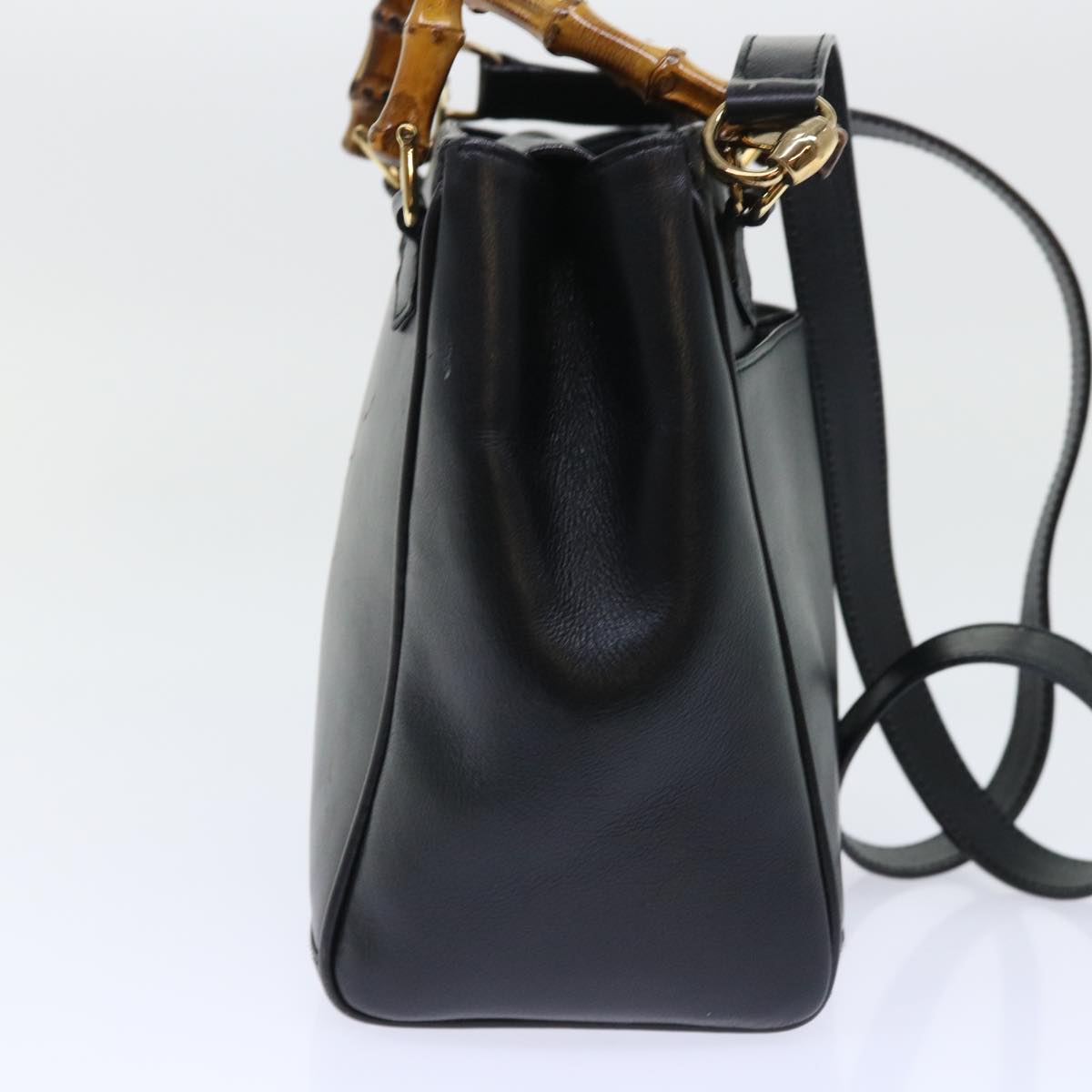 GUCCI Bamboo Hand Bag Leather 2way Black 000 122 0316 52432