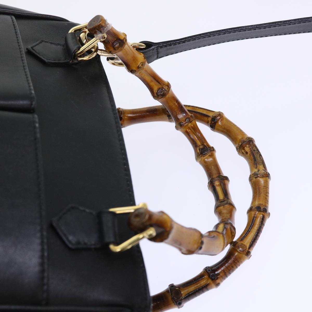 GUCCI Bamboo Hand Bag Leather 2way Black 000 122 0316 52432