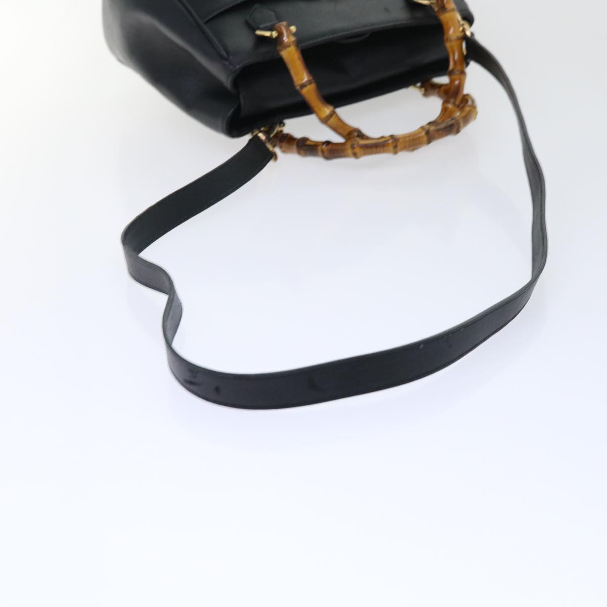 GUCCI Bamboo Hand Bag Leather 2way Black 000 122 0316 52432