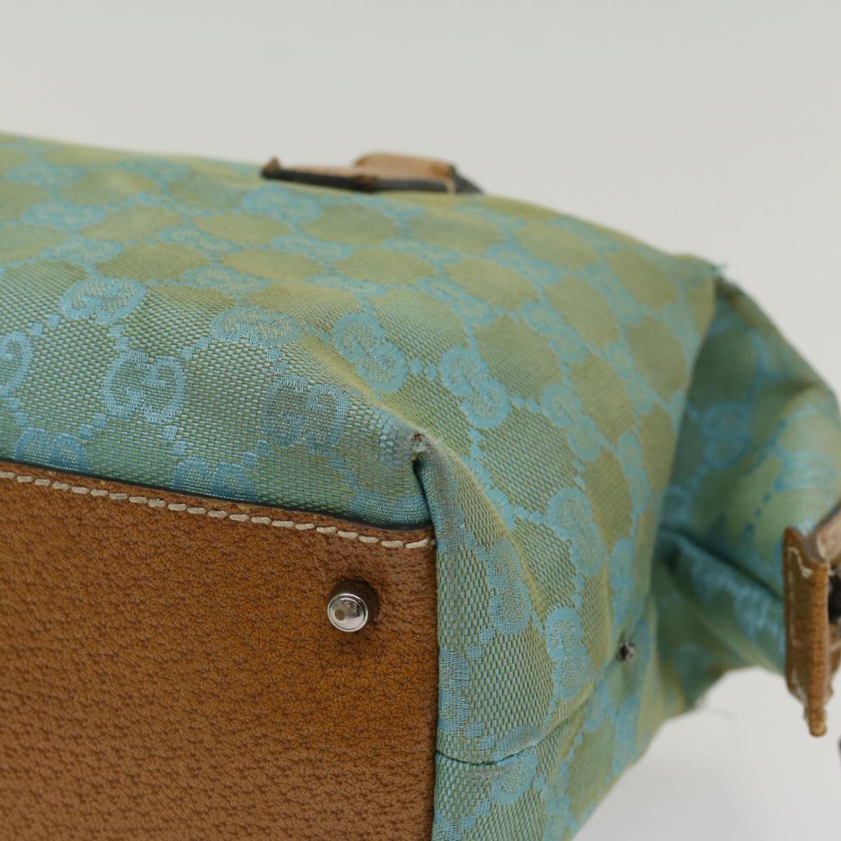 GUCCI GG Canvas Hand Bag Light Blue 113009 52433