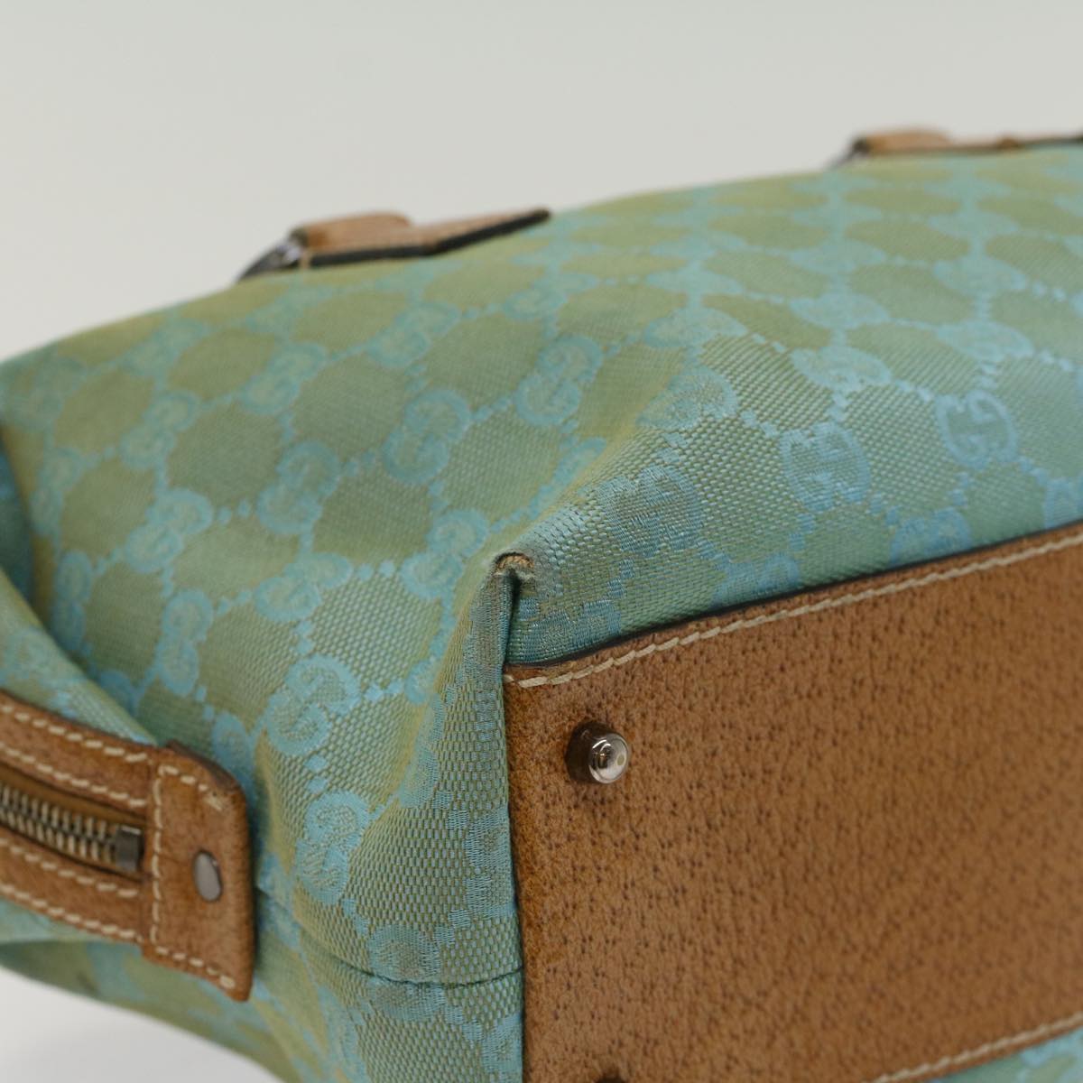 GUCCI GG Canvas Hand Bag Light Blue 113009 52433