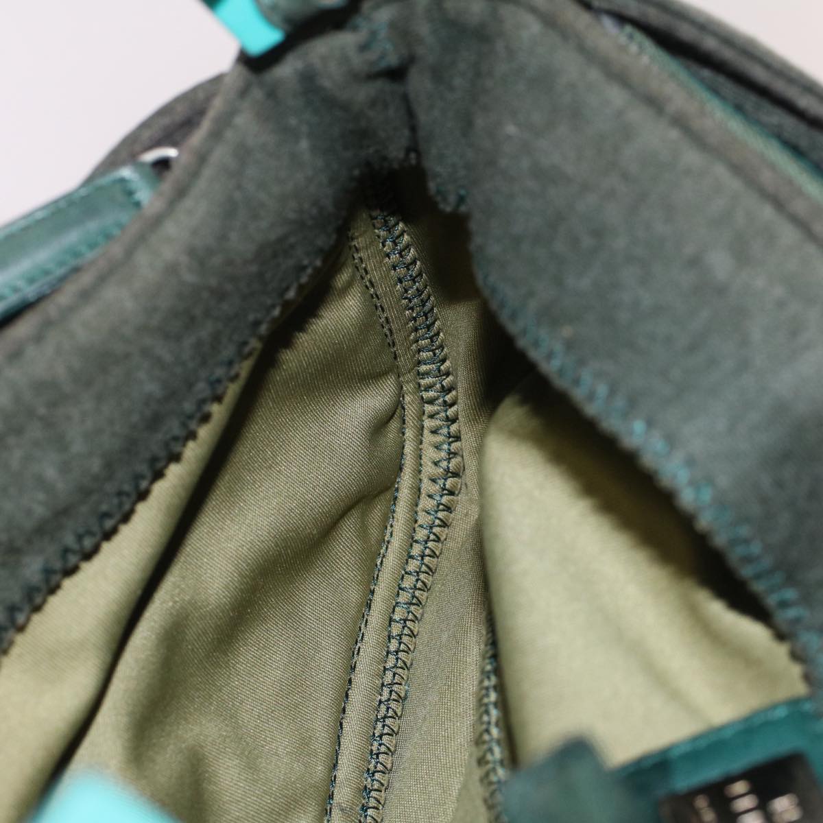 FENDI Mamma Baguette Shoulder Bag Nylon Green 52438