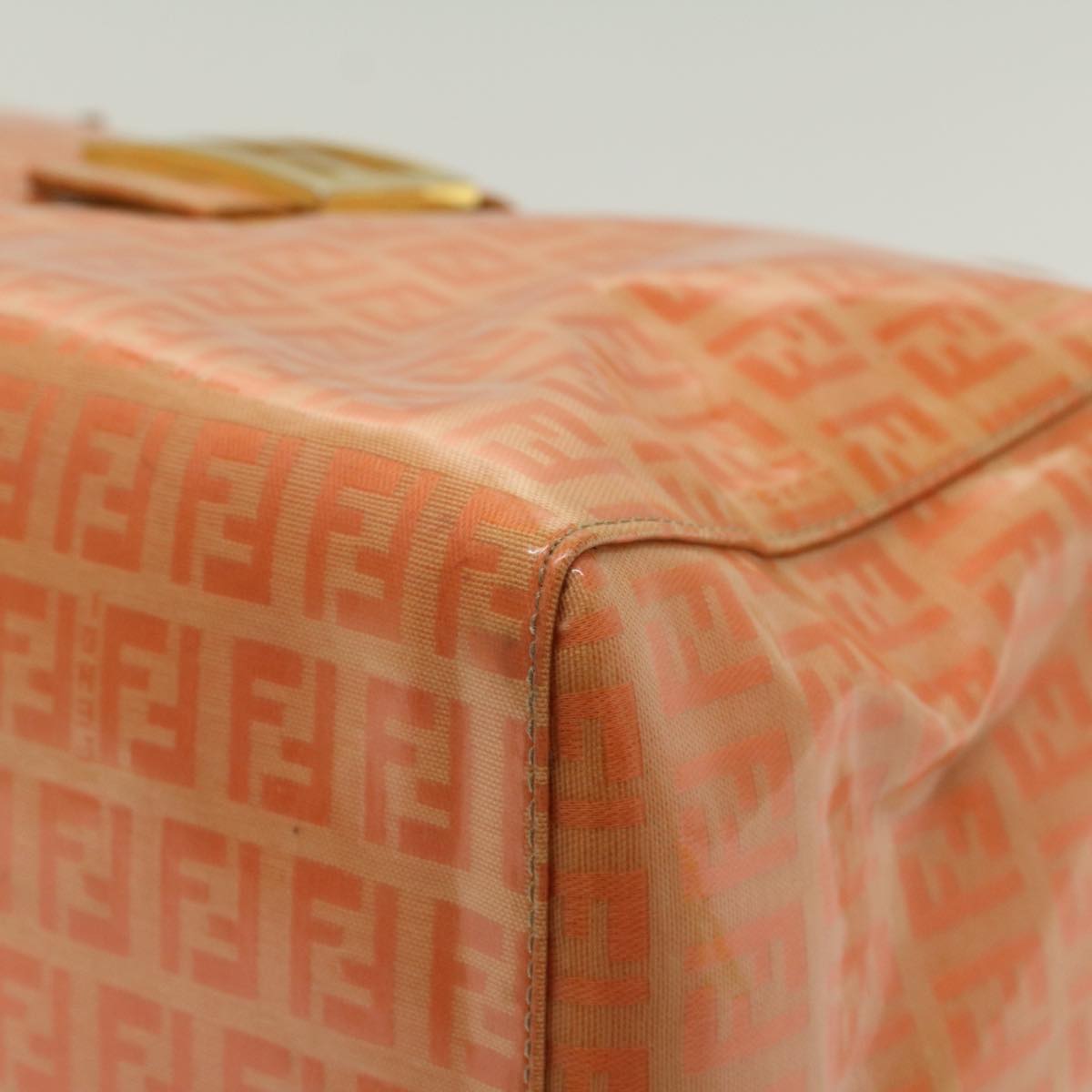 FENDI Zucchino Canvas Mamma Baguette Hand Bag Enamel Orange 52439