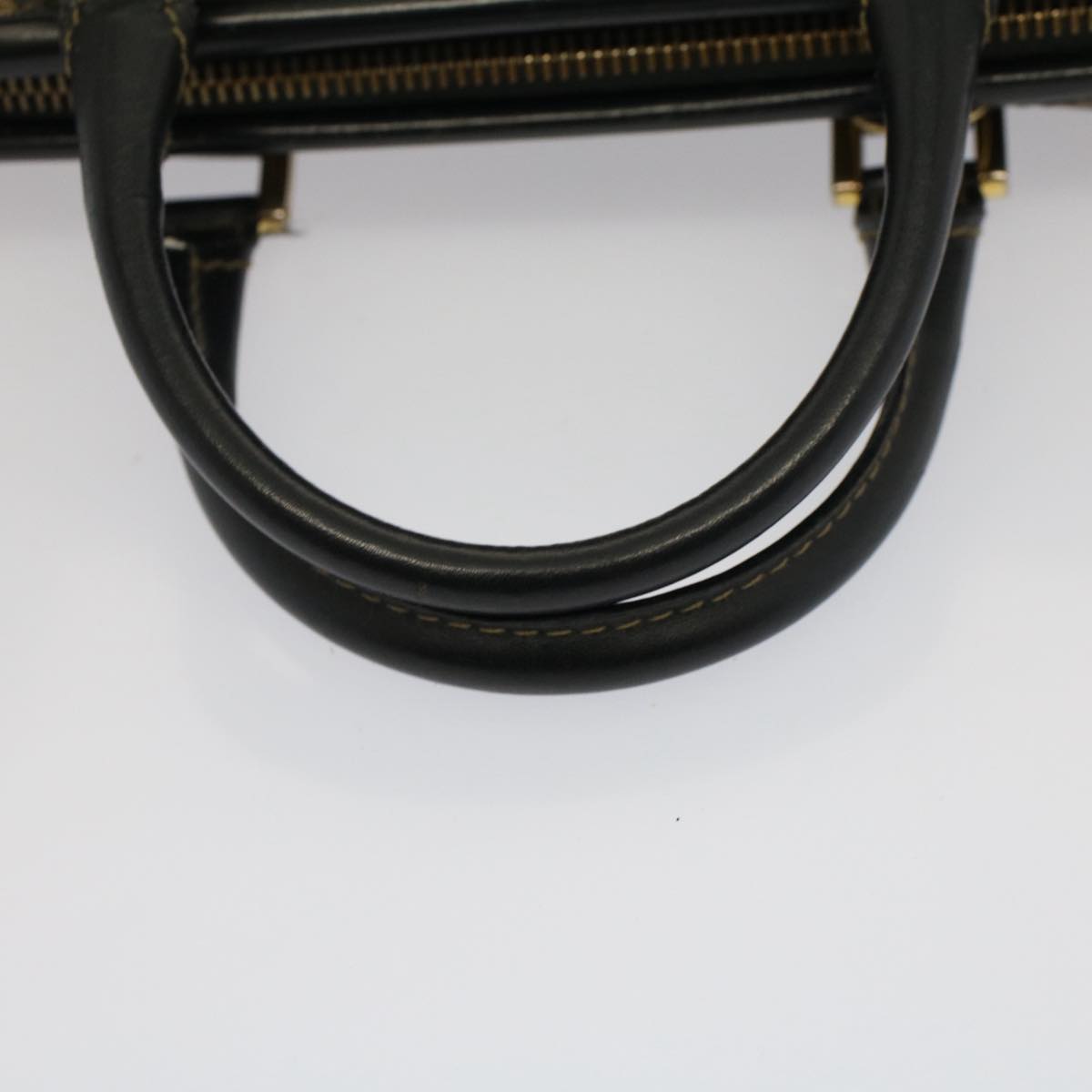 FENDI Pecan Canvas Mini Boston Bag Black Brown 52490
