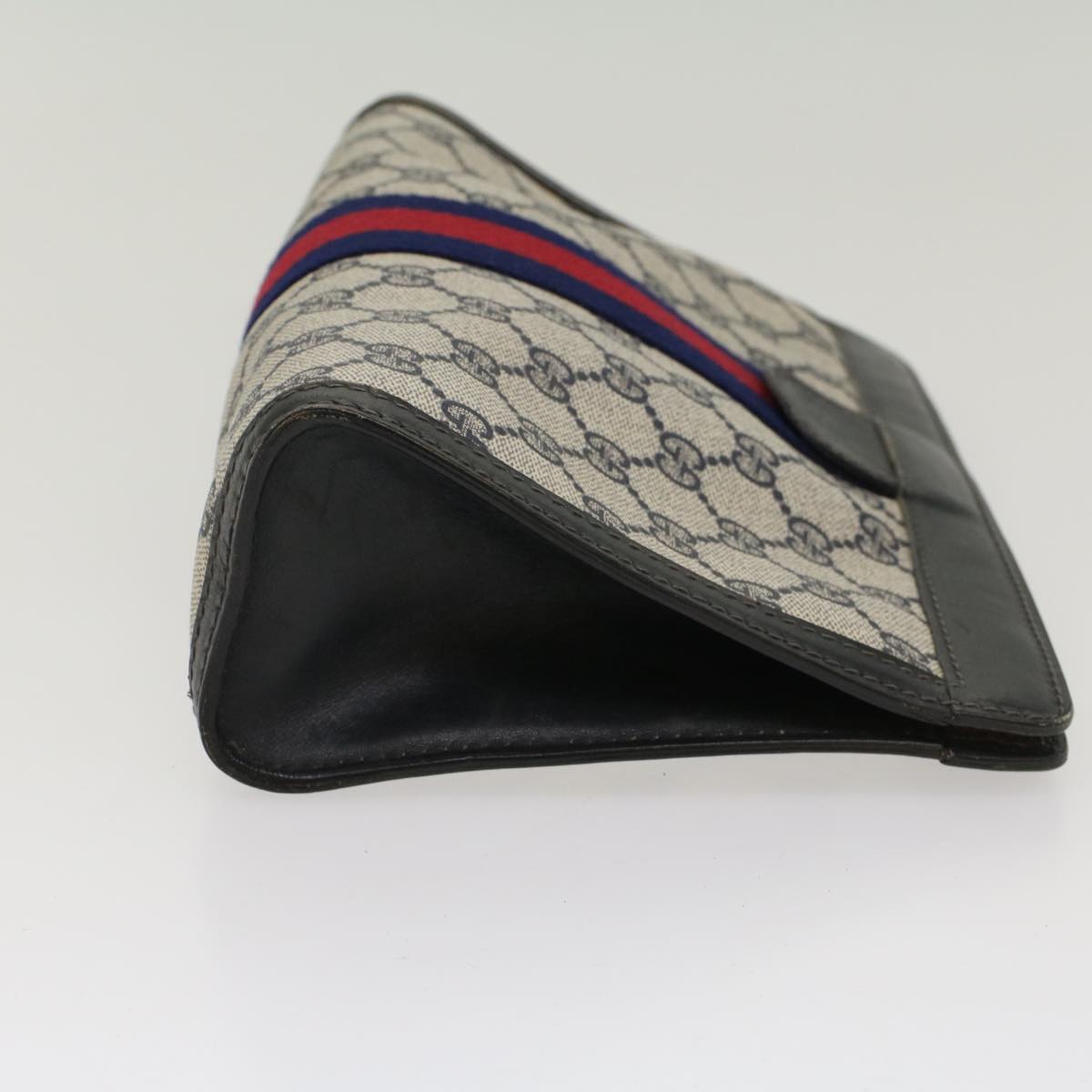 GUCCI GG Canvas Sherry Line Clutch Bag Gray Red Navy 41 014 2125 28 52492