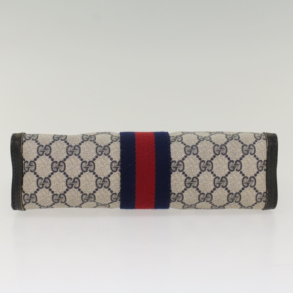 GUCCI GG Canvas Sherry Line Clutch Bag Gray Red Navy 41 014 2125 28 52492