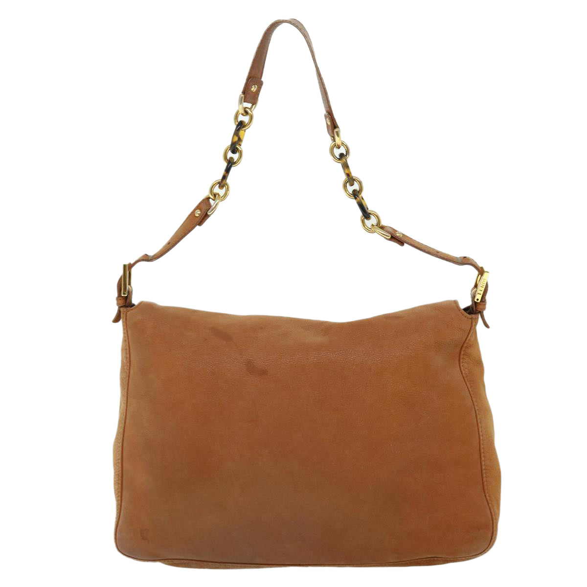 FENDI Mamma Baguette Shoulder Bag Leather Beige 52497
