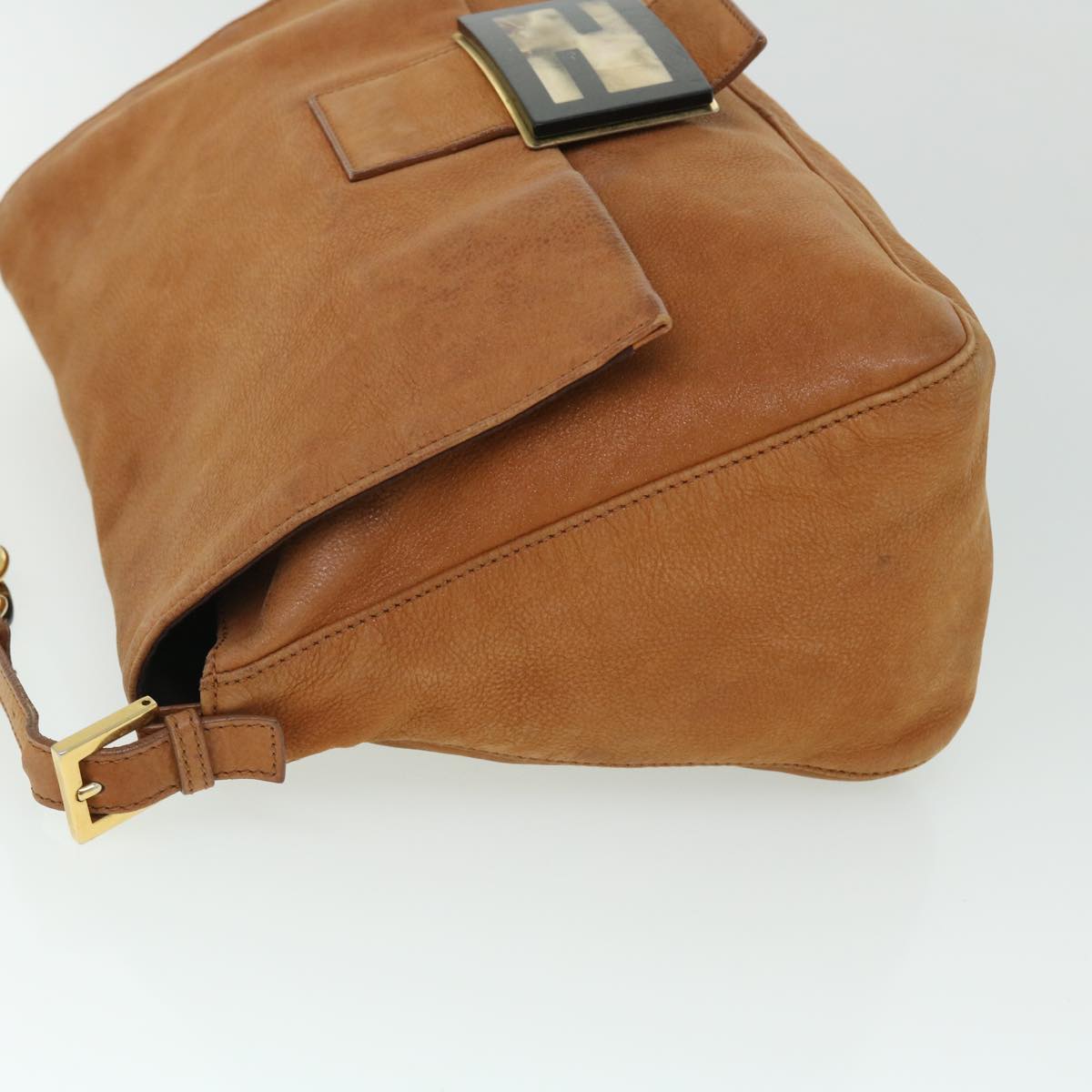 FENDI Mamma Baguette Shoulder Bag Leather Beige 52497
