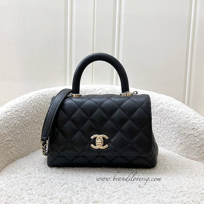 GLM-Mini 19cm Coco Handle Flap in Black Caviar and LGHW (Model: AS2215)