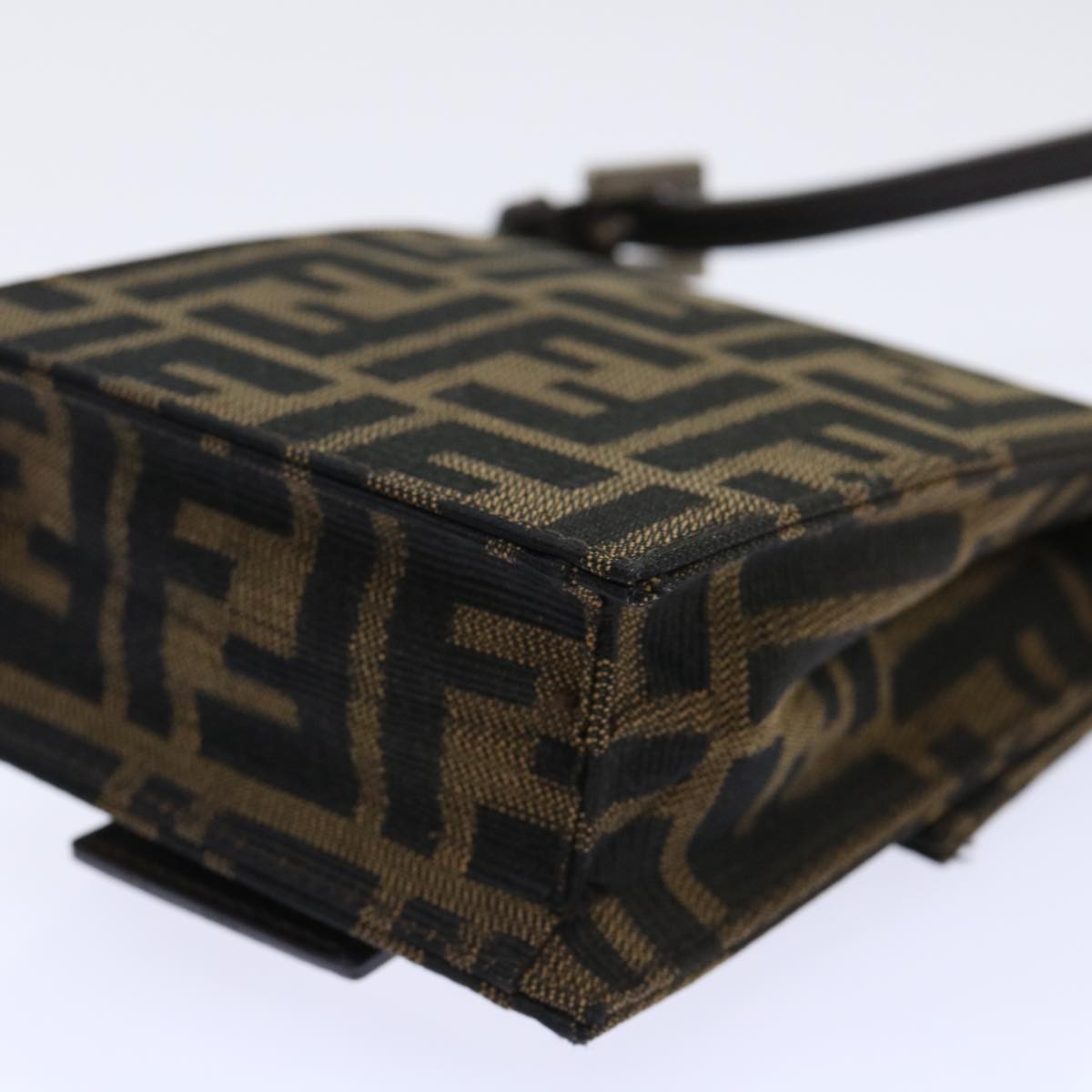 FENDI Zucca Canvas Mamma Baguette Shoulder Bag Brown Black 52735