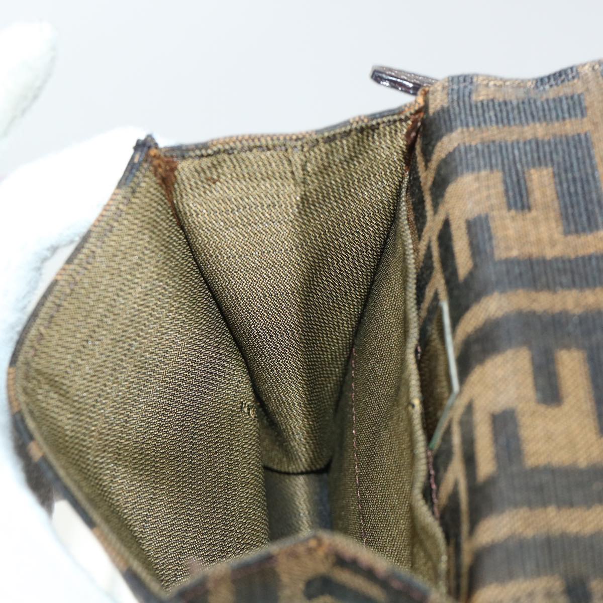 FENDI Zucca Canvas Mamma Baguette Shoulder Bag Brown Black 52735