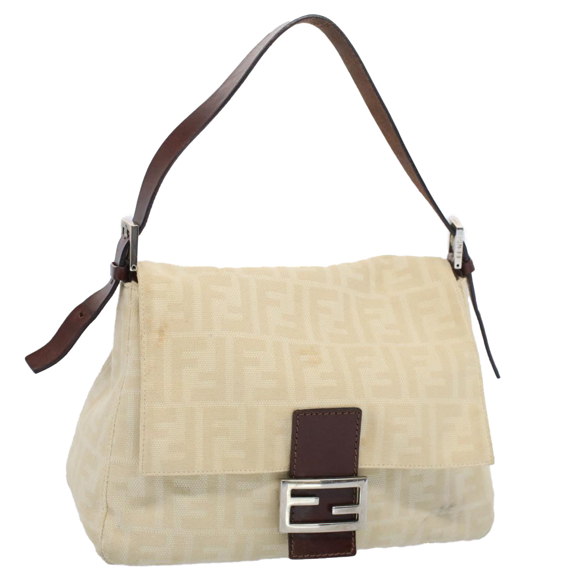 FENDI Mamma Baguette Shoulder Bag Beige 52740