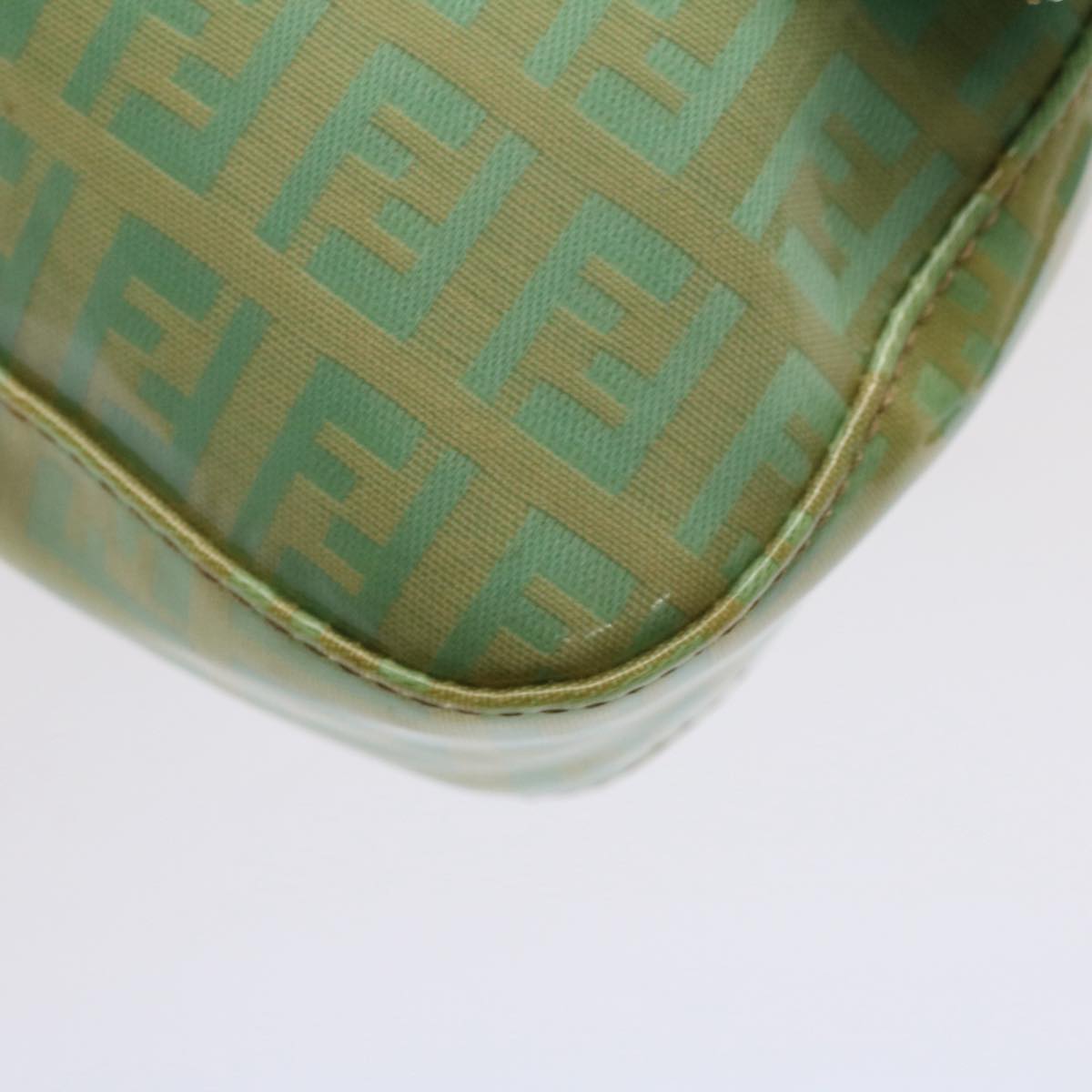 FENDI Mamma Baguette Shoulder Bag Coated Canvas Light Blue 52741