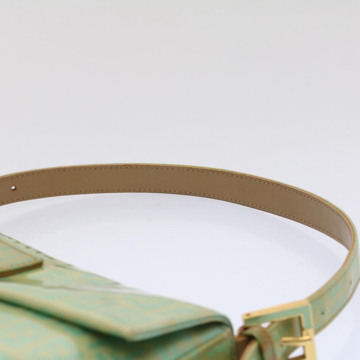 FENDI Mamma Baguette Shoulder Bag Coated Canvas Light Blue 52741