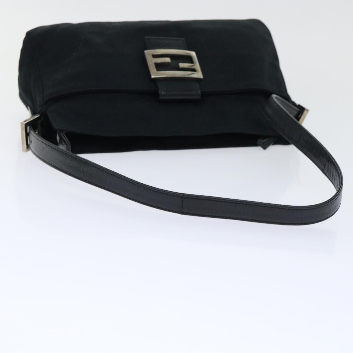 FENDI Mamma Baguette Shoulder Bag Coated Canvas Black 52742