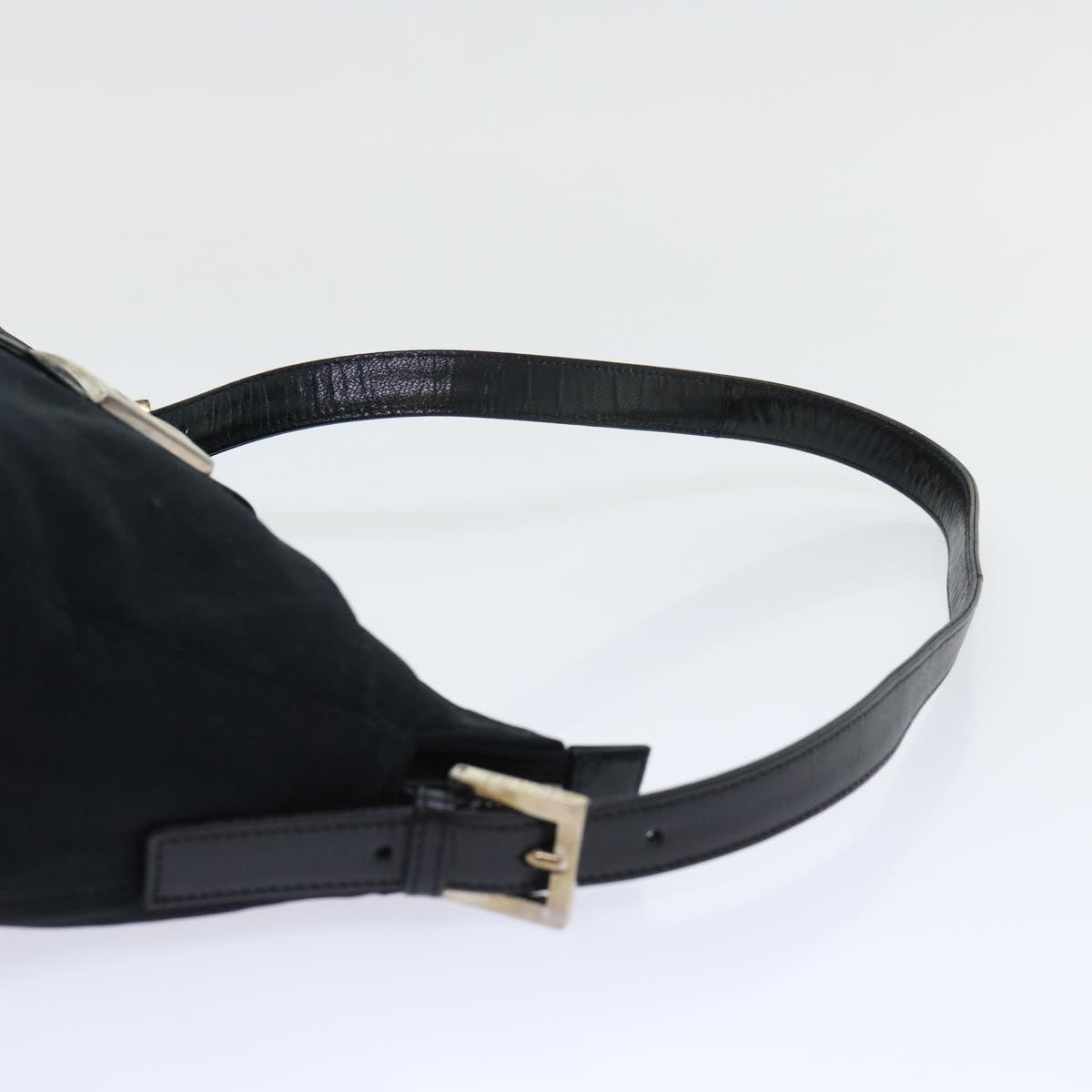 FENDI Mamma Baguette Shoulder Bag Coated Canvas Black 52742