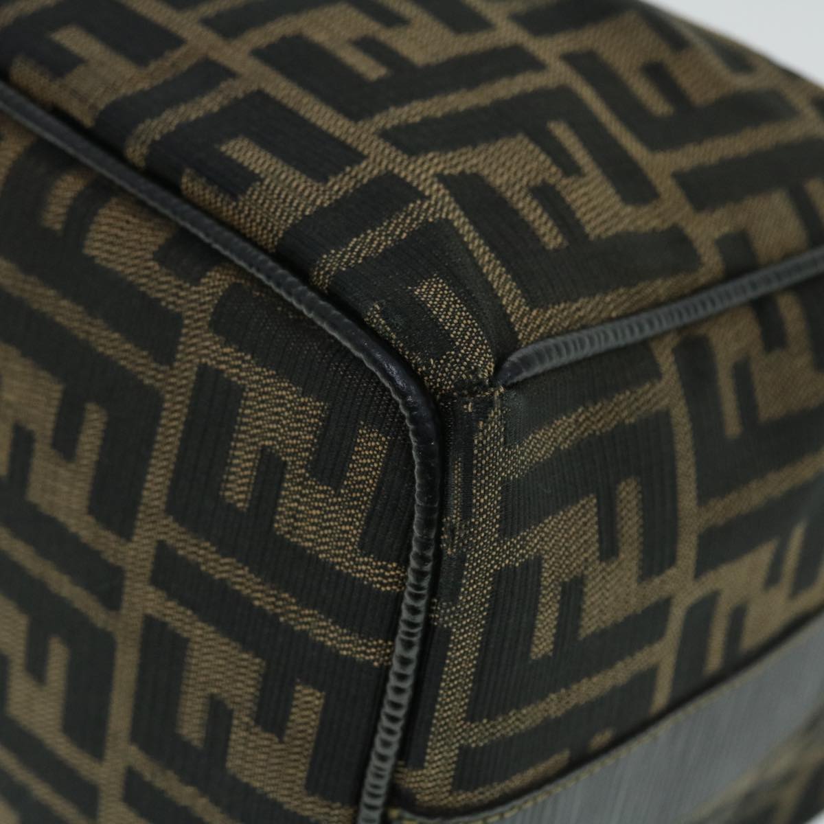 FENDI Zucca Canvas Vanity pouch Hand Bag Brown Black 52743